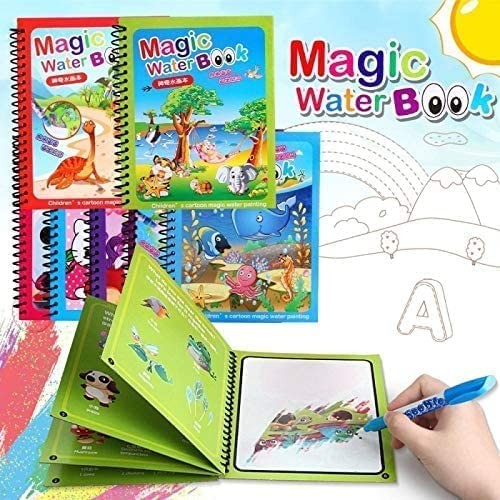 Kidsgallerynx | Magic Water Quick Dry Book Water Coloring Book Doodle with Magic Pen Painting Board for Children Education Drawing Pad Magic Water Book Reusable Drawing Book