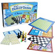 EKTA 4 in 1 Family Strategy Board Games | Tambola, Chess, Ludo and Snakes & Ladders Educational Family Games | Fun & Strategy Games Multicolor for 2 years or above