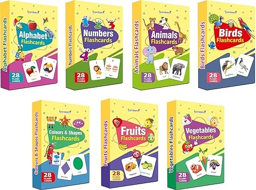 Kids Gallery NX | Flash Cards for Kids Early Learning (Combo Set of 7) | Easy & Fun Way of Learning 1 Year to 6 Years Babies Smart Toys