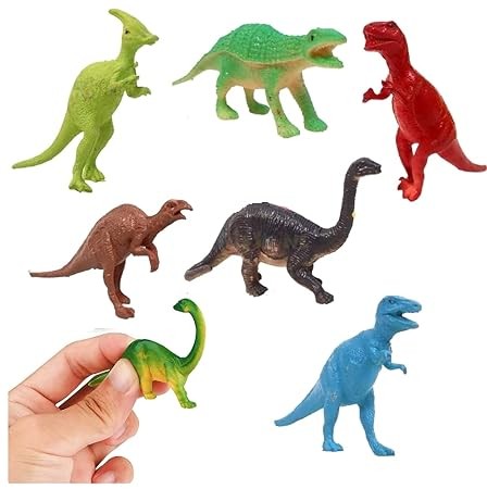 Kidsgallerynx | SUPER TOY 6 Pcs Dinosaur Toys for Kids 3-5 Years - Realistic Mini Animal Figure Rubber Animal Toys