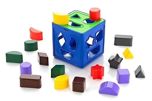 Kidsgallerynx | Shape Sorting Cube With 18 Shape And Different Color - Kids Activity Toys - Learning And Educational Toys With Multicolor - (Bis Approved), 19 Pcs