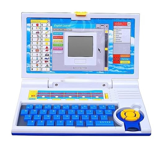 Kidsgallerynx |  Educational Laptop Computer Toy with Mouse for Kids Above 3 Years - 20 Fun Activity Learning Machine, Now Learn Letter, Words, Games, Mathematics, Music, Logic, Memory Tool - Blue