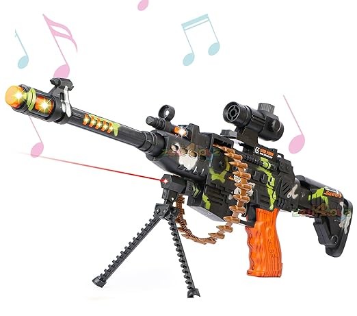 Kidsgallerynx | 25 musical army style toy gun for kids with music, lights and laser light (Multi color)
