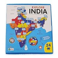 EKTA Explore India Map Puzzle for Kids | India Map with State Capitals | Puzzle Foam Map for Educational | Jigsaw Puzzle and Learning Aid Games for Kids | Foam Puzzle Games | 24 Pieces - Blue