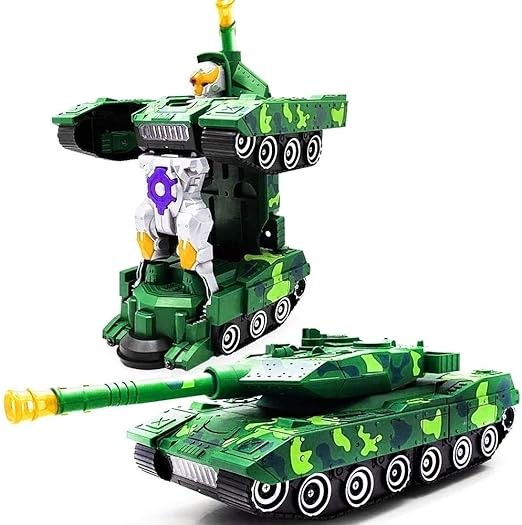 Kidsgallerynx | 2-in-1 Automatically Tank to Robot Toy with Light, Music and Bump Function
