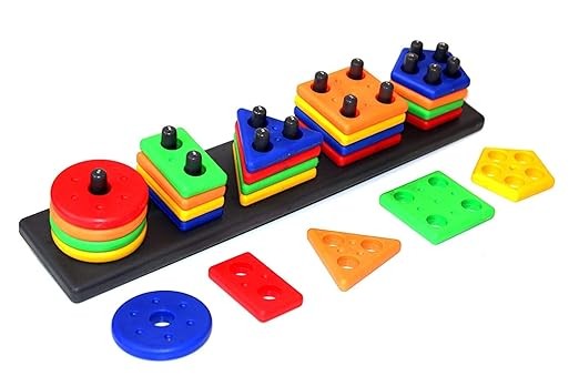 Kidsgallerynx | Angle Geometric Plastic Blocks, Sorting & Stacking Toys For Toddlers And Kids, Color Stacker Shape Sorter Educational Learning Toy For 1-3 Years Old Boys And Girls, Multicolor