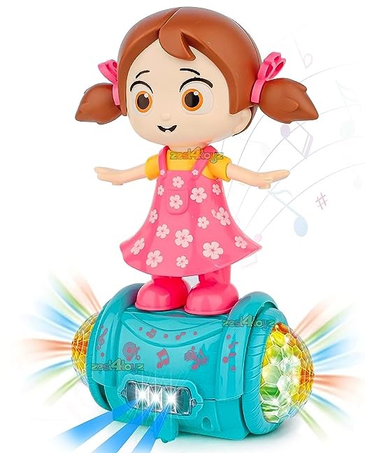 Kidsgallerynx | Musical Dancing Girl Doll Activity Play Center Toy 360 Degree Rotating with Flashing Lights and Bump n Go Action Toys for Kids (Pack of 1) Pink