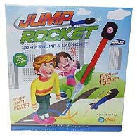 EKTA Jump Rocket Stomp Launcher and 3 Foam Tipped Rockets with Whistling Sound Outdoor Toy for Kids (Flies Upto 150ft, Non- Toxic, No Battery, Age 5+ Years), Multicolour