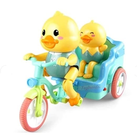 Kidsgallerynx | Toytrends NM Toys Toytrends Funny Duck Auto Rickshaw Tricycle Toy With Light & Music And Bump & Go Action Vehicle For Kids|Yellow