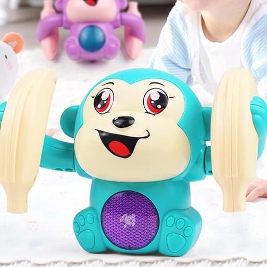 Kidsgallerynx | Dancing Monkey Musical Toy for Kids Baby Spinning Rolling Doll Tumble Toy with Voice Control Musical Light and Sound Effects with Sensor, Multicolor