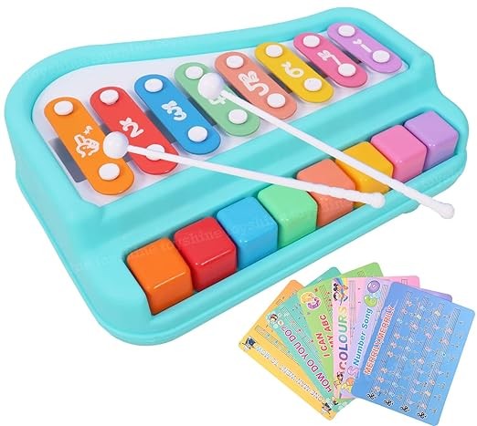 Kidsgallerynx | 2 in 1 Baby Piano Xylophone Toy for Toddlers 1-3 Years Old, 8 Multicolored Key Keyboard Xylophone Piano, Preschool Educational Musical Learning Instruments Toy for Baby Kids Girls Boys