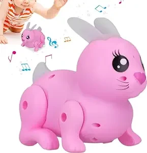 Kidsgallerynx |  Walking Rabbit Figure Pet Electronic Toy with Light and Sound Dancing Bouncing Flashing Toy Battery Operated(Not Included) - Multicolor (Color As Per Stock)