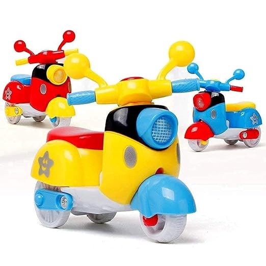Kidsgallerynx | Mini Scooter Toys for Kids Toddlers Baby Boys Girls Adults Seat Model Toys Steering Wheel Car Toy Track, Mini Motorcycle Toy Pull Back, Pack of 2 (Multi Color)