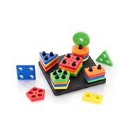 ZUDO TOYS Smart Activity Fun&Learning Geometrics Square-Educational&Learning Toys Sorter-Color Choose Stacking Block Game-1 2 3+ Year Activity Toys for Kids-ISI Approved,Multicolor, 26 Pcs