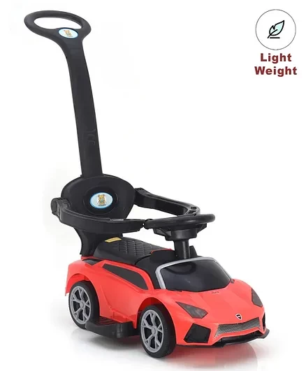Kidsgallerynx | 3 in 1 Manual Push Ride on Car with Parent Push Handle - Red