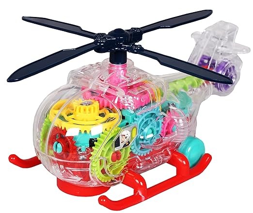 Kidsgallerynx | Transparent Gear Helicopter for Kids Concept Electric Toys with Bump & Go Action for Kids Light & Sound Toy for Boys Girls (Gear Helicopter)